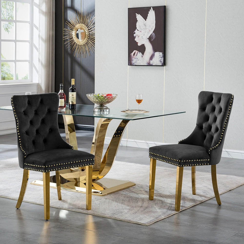 HomVent 70'' Glass Dining Table Set for 4, Modern Rectangle Kitchen T...