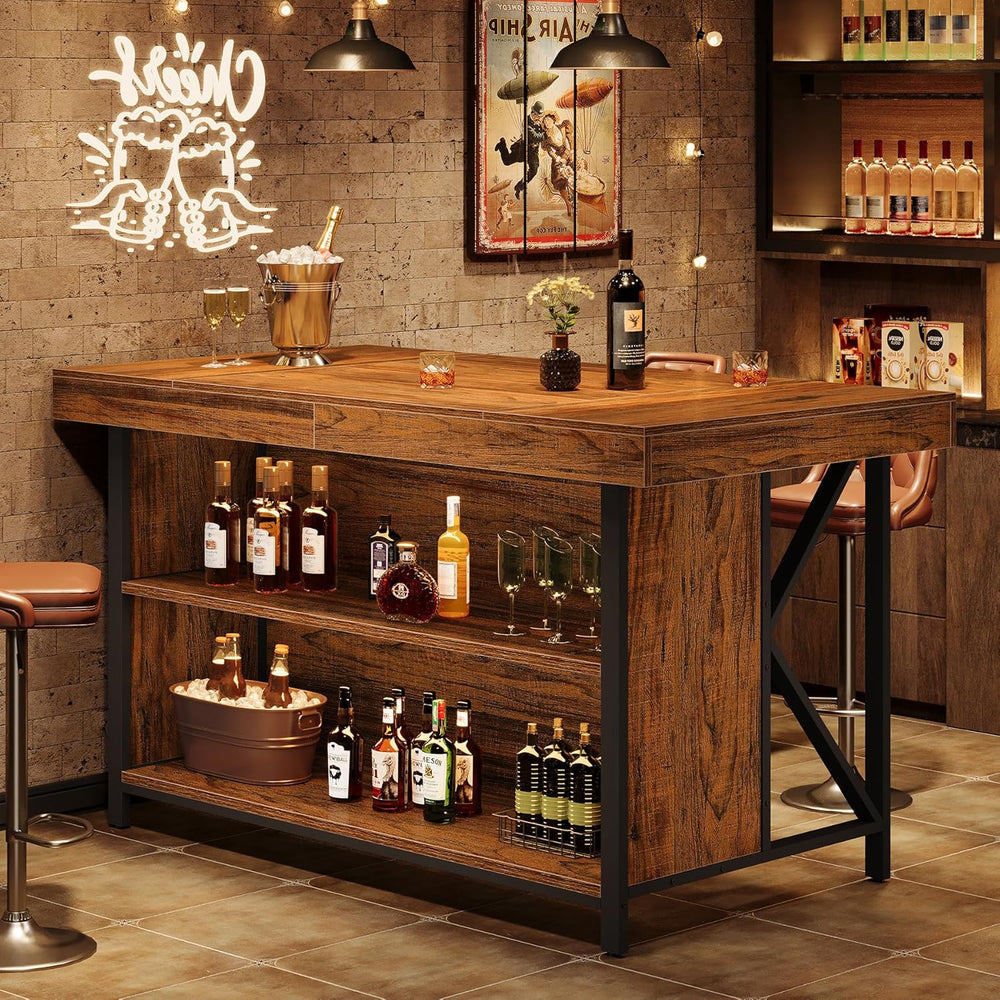 Tribesigns Large Kitchen Island with Storage, 55-Inch Wooden Stationary Islan...