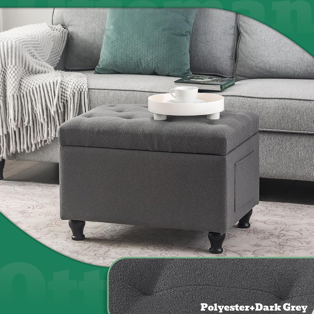 Ottoman with Storage 24'' Storage Ottomans Fabric Ottoman Footstools ...