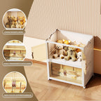 208 QT / 52 Gal Stackable Collapsible Storage Bins with Magnetic Doors & Wheels - Space-Saving Plastic Organizer Cabinet for Closet, Office, Home (White)