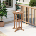 Costaelm Outdoor Bar Table, 37" Counter Height Round Patio Cocktail Bar Table, Patio Bar Table Bistro Dining Table Pub Table for Front Porch Deck, Backyard, Garden, Teak
