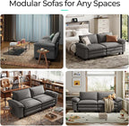 LINSY HOME 90'' Cloud Loveseat Sofa, Modular Sectional Couches Corduroy Cloud Couch Soft Modern Comfy Love Seat Sofa Set for Living Room Apartment Office, Grey