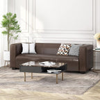 Merax Mid Century Modern 3 Seater Sofa with Birch Wood Legs, 80" Wide Smooth Upholstered Couch for Living Room, Apartment, Dark Brown