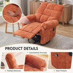 Korser 360° Swivel Rocker Recliner Chair, Rocking Chair Nursery with Massage and Heat, Small Recliners for Small Space, Manual Reclining Chair with Cozy Chenille Fabric, Side Pockets for Living Room