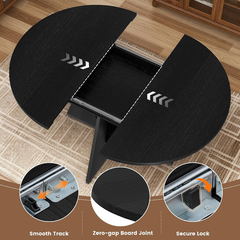 Miereirl Extendable Dining Table Set for 4-6, 47.24"-63" Round to O...