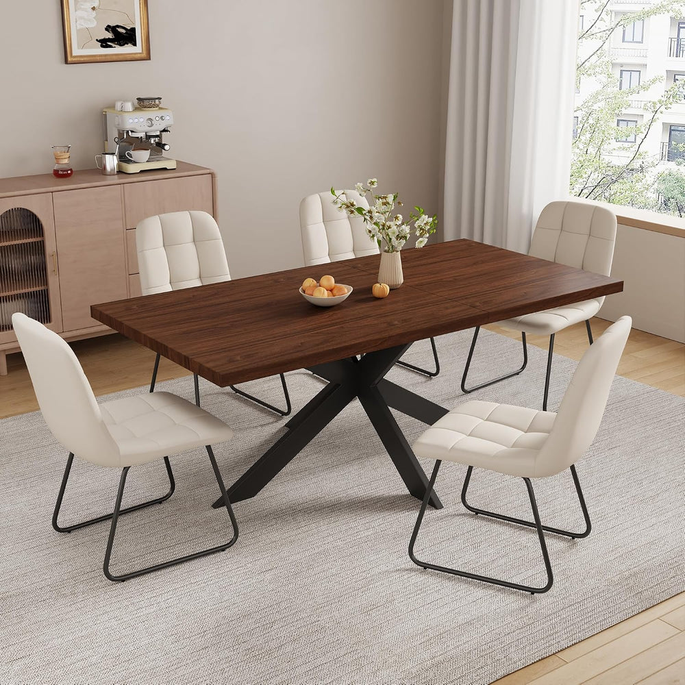 ZckyCine 7-Piece Dining Table Set, 6-Person Modern Rectangular Wooden 51&quot...