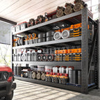 Bepatio 8000LBS Garage Shelving Heavy Duty, 77" Ultra Wide Storage Shelves 4 Tier Metal Shelving for Storage, Adjustable Utility Shelves For Garage, Basement, Warehouse, Black 77" W*24" D*72”H, 2 Pack