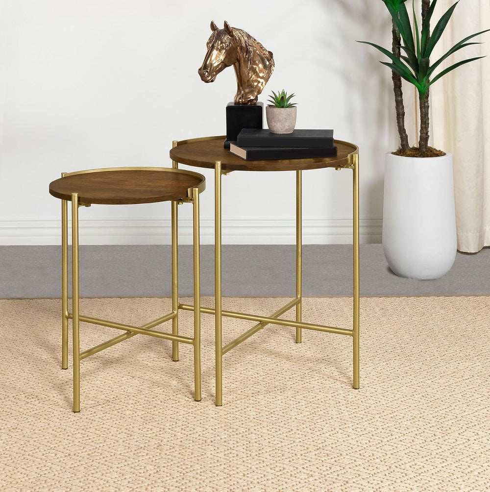 Coaster Home Furnishings - Malka - 2-Piece Round Wood Nesting Table Set with ...