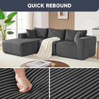 97" Modular Sectional Sofa, L-Shaped Boneless Couch with Deep Seat, Cozy Cloud Couch Sectional with Convertible Ottoman, Modern Sectional Couches for Living Room（ Grey）