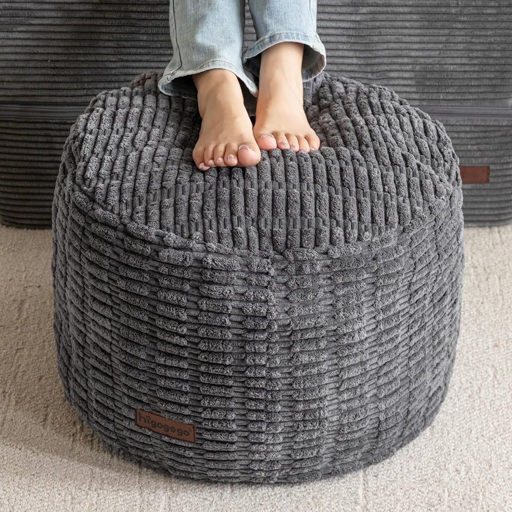 HIGOGOGO Pouf Ottoman Stuffed Round Modern Foam Filled Foot Rest Poufs for Li...