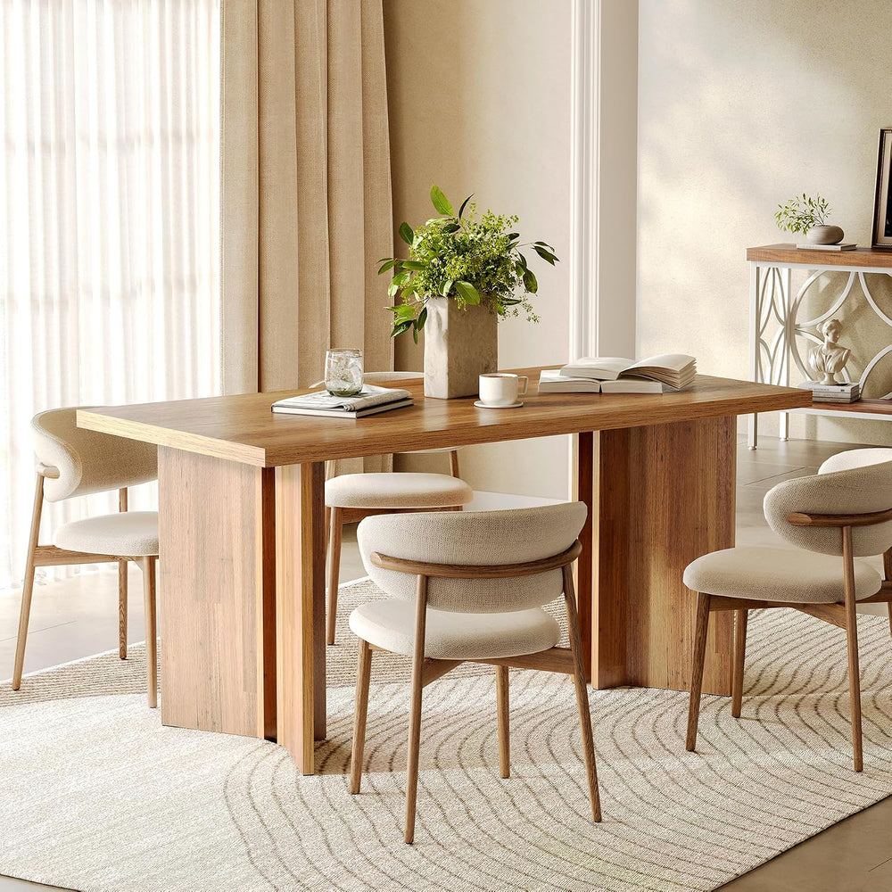 LITTLE TREE Wooden Dining Table Set for 6, 63-Inch Rectangle Kitchen Table, M...