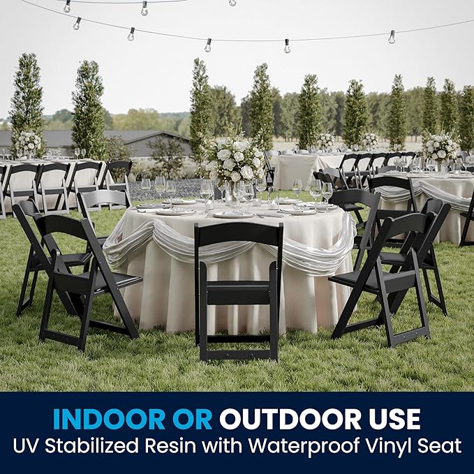 Flash Furniture Hercules Series Folding Chair - Black Resin - 2 Pack 800LB We...