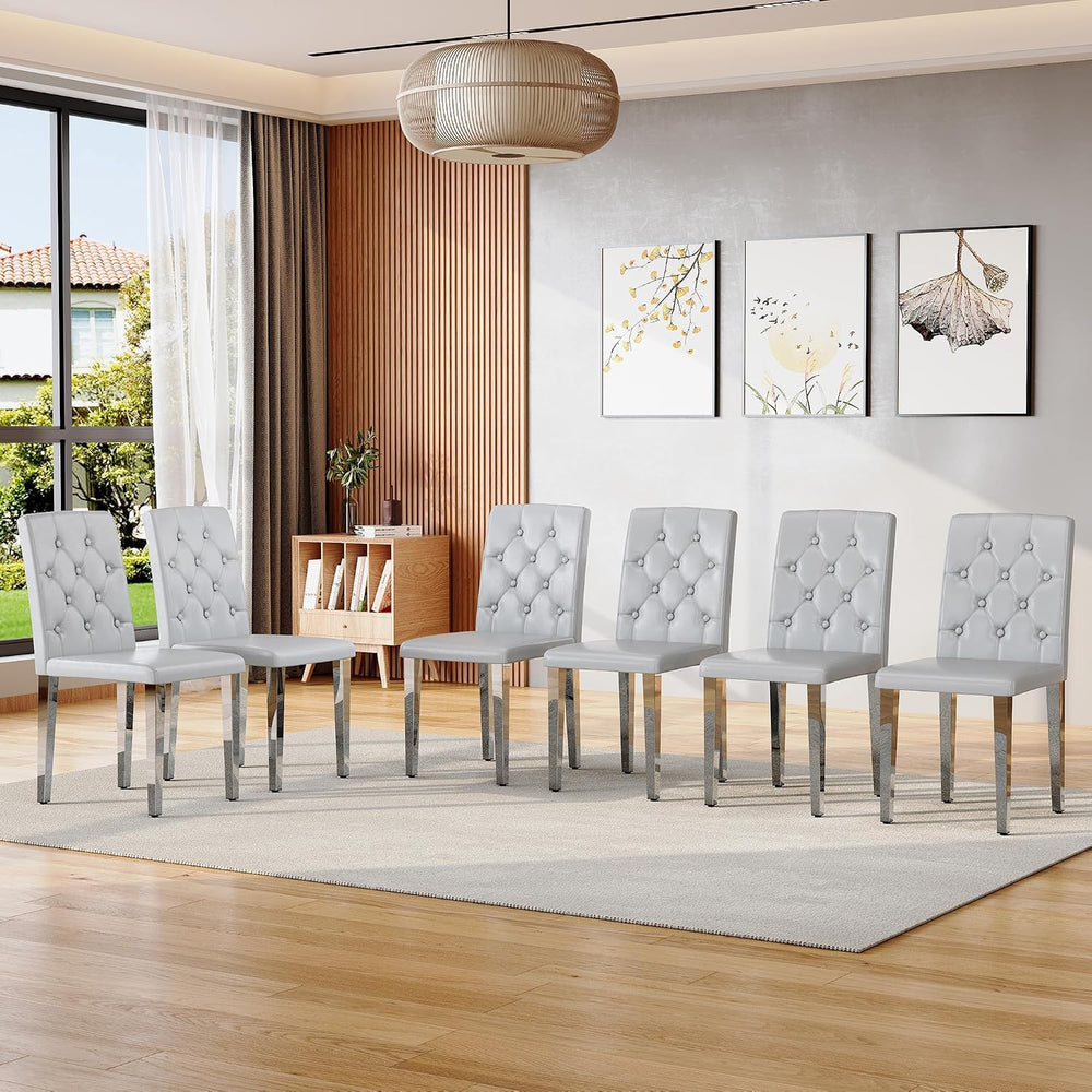 Modern Dining Chairs Set of 6, Button Tufted Upholstered Parsons Chairs with ...