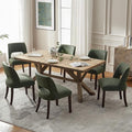 VKNOW Modern Dining Chairs Set of 6, Faux Leather Upholstered Dining Room Chair Kitchen Chairs, Farmhouse Dinner Chair for Kitchen Dining Room, Green