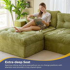 MAXYOYO 104" L Shaped Modular Sectional Sofa with Ottoman, Cloud Boneless Couch with Layered Cushion, Upholstered Sofa in a Box, Flexible Module Combination for Living Room, No Assembly, Green