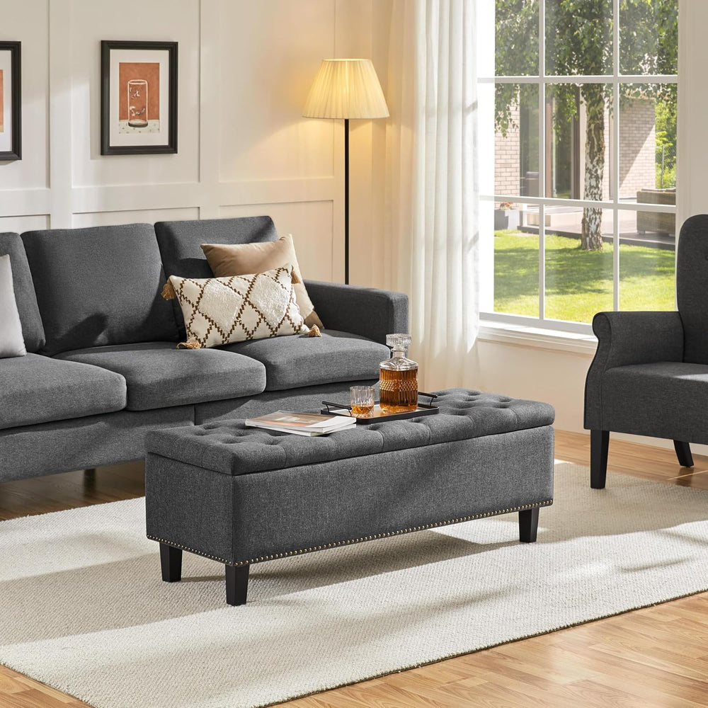 Yaheetech 49in Square Storage Ottoman Coffee Table with Nailhead, Dark Gray |...