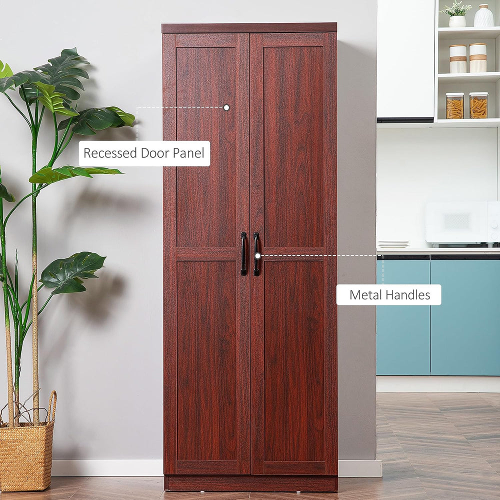 HOMCOM 63" 2-Door Kitchen Pantry 5-Tier Espresso | Freestanding Storage ...