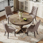 COLAMY Wingback Upholstered Side Dining Room Chairs Set of 4, Fabric Dining Chairs with Tufted Button, Living Room Chairs for Home Kitchen, Taupe