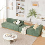 107" Modular Sectional Cloud Couch, Boneless couches Sponge sectionals for Living Room, High Density Sponges Sofa, Modular L-Shape with Chaise, Green