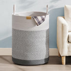 Laundry Hamper 75L,Large Laundry Basket for Clothes,Decorative Storage Basket for Blankets,Cotton Rope Woven basket for bedroom,Grey White