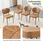 46.4" Round Dining Table Set for 4, Modern Kitchen Table Chairs Set of 4 Wood Dining Table Upholstered Chair with Metal Leg for Dining Room (Brown-2, 46.4" Walnut Table + 4 Chairs)