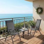 Yaheetech Patio Folding Dining Chairs Set of 2, Stackable Outdoor Lawn Chairs with 8 Adjustable Back Positions and Armrest for Garden, Lawn, Yard and Beach, Dark Gray