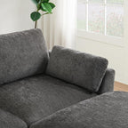 Ball & Cast Oversized Modular L Shaped Sectional Sofa W/Movable Ottoman and USB Ports,5 Seater Comfy Cloud Couch W/2 Armrest Pillows,Folding Table & Side Pocket,for Living Room,Apartment,Charcoal,130"