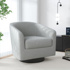 Swivel Barrel Accent Chair, Comfy Reading Armchair, Light Gray, Set of 1 | Low-Back Design | 360° Swivel | Solid Wood Frame | High-Density Foam Seat | Modern Round Style | For Living Room & Bedroom