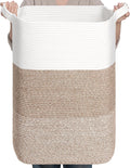 CLHMILY&Z 95L Laundry Basket Rectangular Brown Rope - 16x15x24 Inches - Dirty Clothes and Soft Storage Bin for Blankets, Toys, and Nursery Essentials