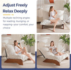 MAXYOYO Adjustable Living Room Chair, 3-Position Bean Bag Chair with Frame | Upholstered Accent Chair with Frame, Removable Cushion, Soft Reclining Lounge for Bedroom, Apartment, Office, Beige