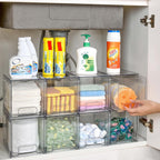 Vtopmart 6 pack Stackable Storage Drawers, 6.6''Tall Acrylic Bathroom Makeup Organizers,Clear Plastic Drawers For Vanity, Undersink, Kitchen Cabinet,Pantry Organization and Storage