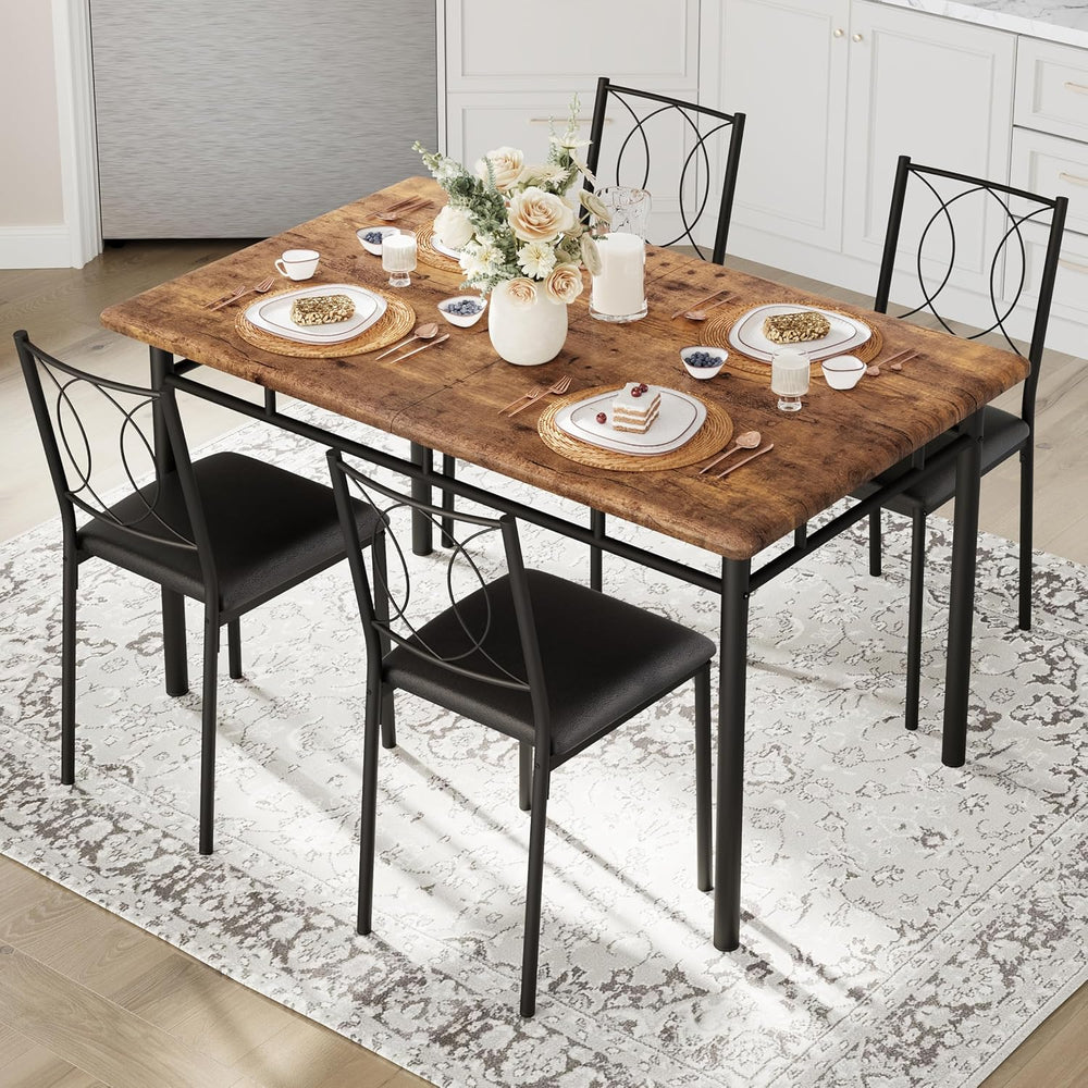 Garvee Dining Table Set for 4, Small Kitchen Table with Upholstered Chairs