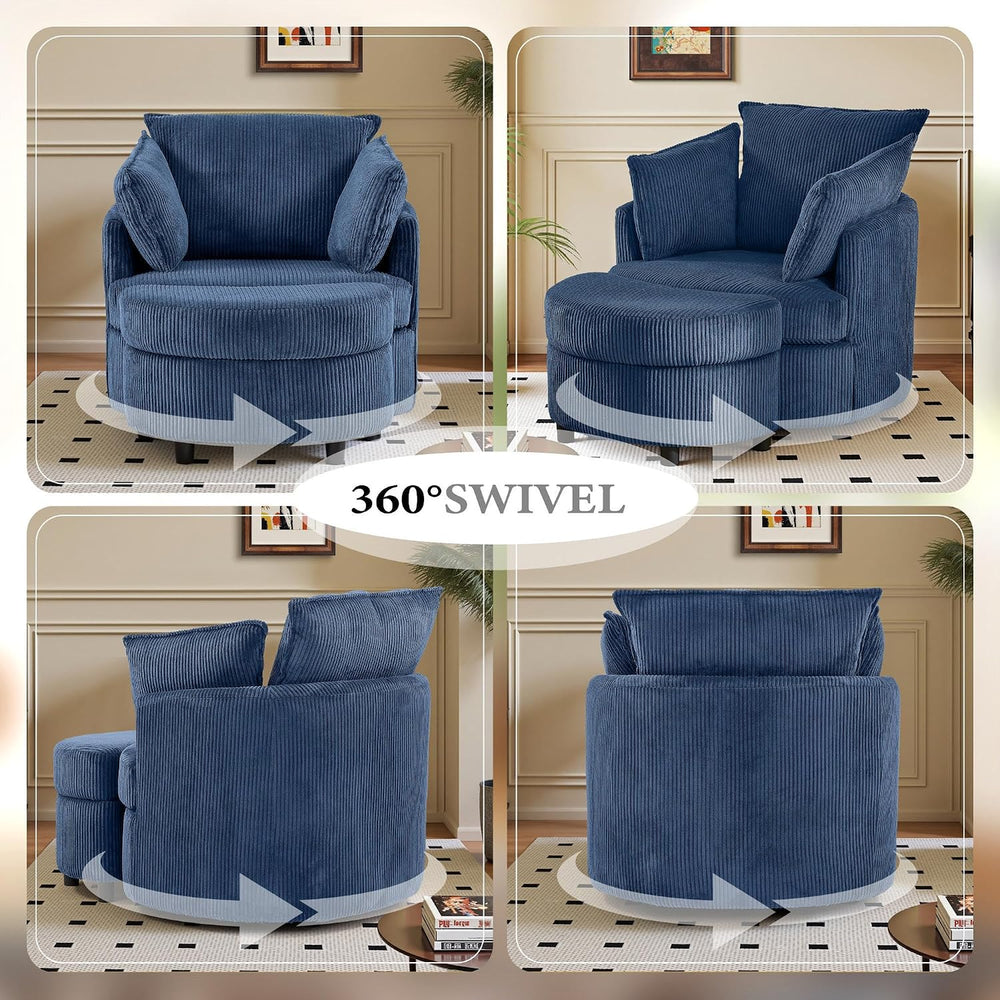 Vanity Accent Chair Swivel Living Room Chairs Curve Back Reading Chair with A...