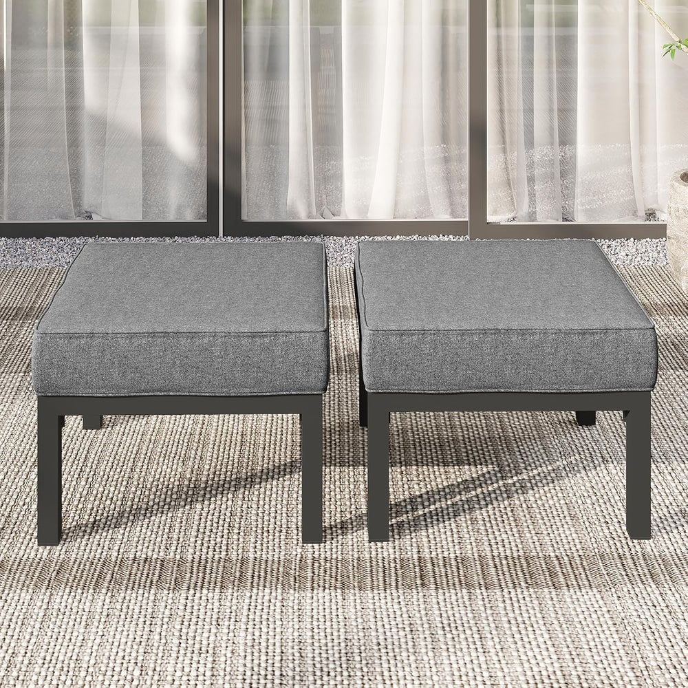 Wisteria Lane Aluminum Patio Furniture Footstools Set of 2, Oversized Outdoor...