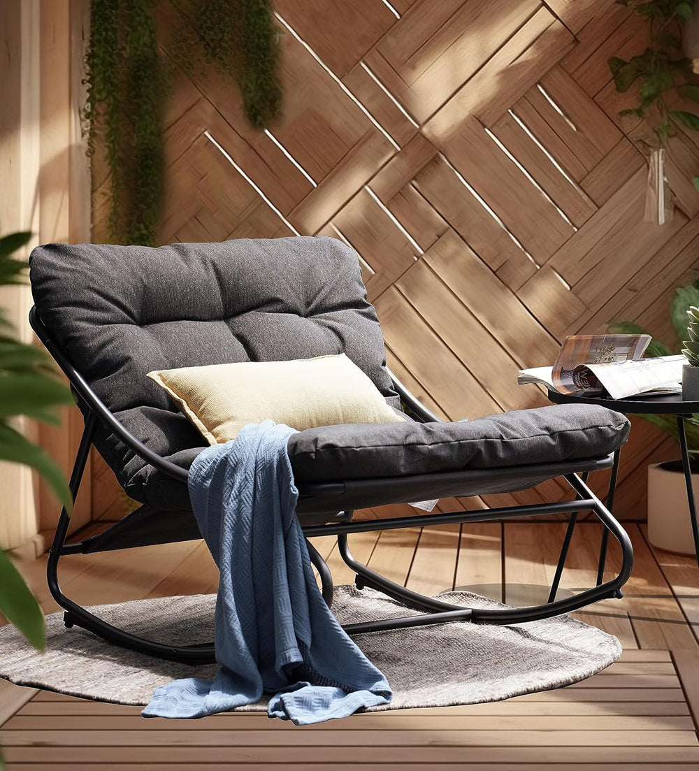 Grand patio Rocking Chair Indoor and Outdoor, Metal Patio Lounge Rocking Chai...
