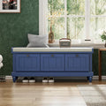 Merax Classic Storage Bench with Cushioned Seat and Three Drawers for Entryway & Living Room & Bedroom, Navy Blue