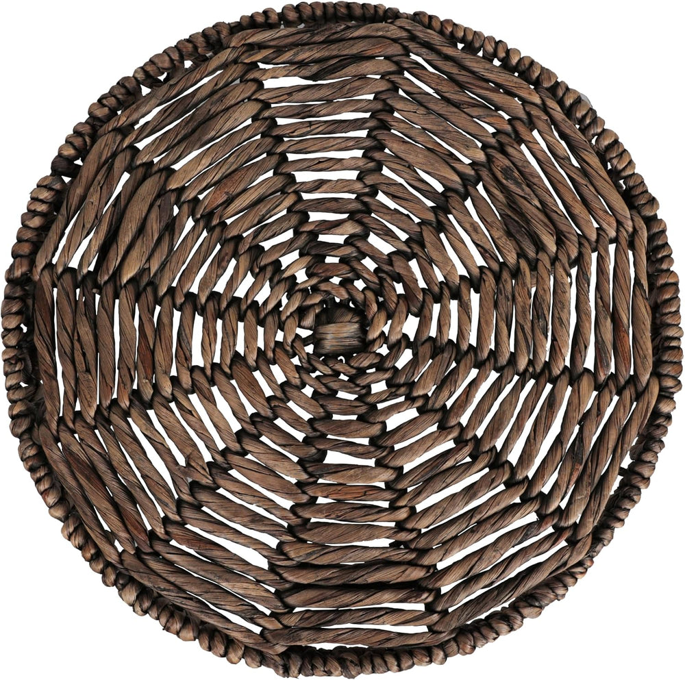 JONATHAN Y Amara 17" Round Handwoven Water Hyacinth End Table with Tripo...