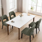 VKNOW Wooden Dining Chairs Set of 4, Modern Fabric Upholstered Dining Room Chair Kitchen Chairs, Farmhouse Dinner Chair for Kitchen Dining Room, Green-Black Legs