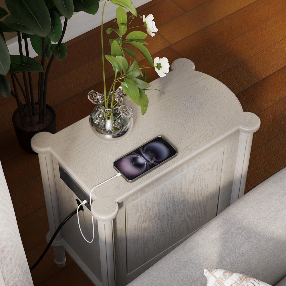 COZAYH Farmhouse 3 Drawer Nightstand with Charging Station, Bedside Table wit...