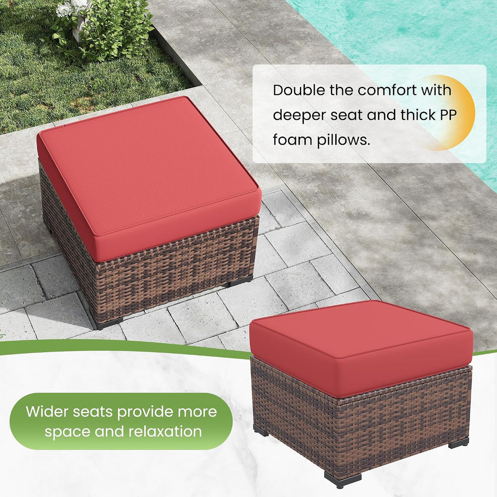 Amopatio 2 Pieces Outdoor Ottoman for Patio, Foot Rest for Couch, All Weather...