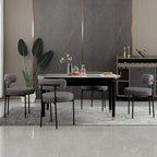 DYHOME Boucle Dining Chairs Set of 4, Upholstered Kitchen Dining Room Chairs, Side Chairs with Thick Cushions and Metal Legs for Kitchen Living Room, Dark Grey