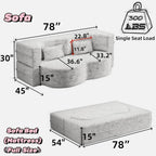 CAPCAEK 78" Folding Foam Sofa Bed,Full Size Folding Mattress Boneless Couch for Living Room,15" Seat Height Convertible Teddy Fabric Foam-Filled Loveseat Sleeper Sofa Bed (Brown)