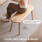 100% Solid Oak Dining Bench, Wood Bench for Bedroom End of Bed with Rounded Corners, Entryway Benches for Dining Room, Kitchen, Living Room (Natural Oak, 39.4")