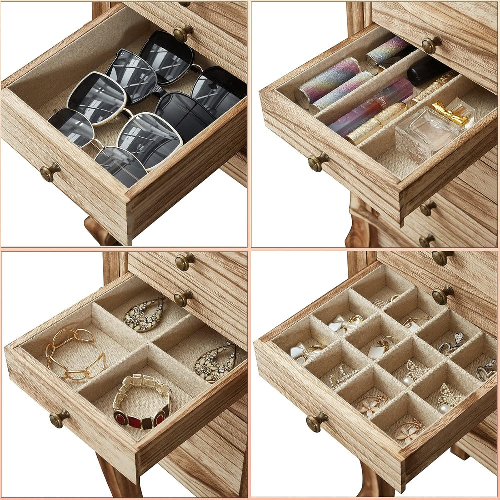 Emfogo Standing Jewelry Armoire, 7 Drawers & 2 Side Doors Jewelry Amoire ...