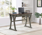 OSP Home Furnishings Jericho Rustic 42 Inch Writing Desk with 2 Drawers and Burnished Decorative Hardware, Slate Gray