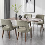 VKNOW Wooden Dining Chairs Set of 4, Modern Fabric Upholstered Dining Room Chair Kitchen Chairs, Farmhouse Dinner Chair for Kitchen Dining Room, Green