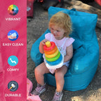 Cali Little Bear Sack Bean Bag Chair, Durable Coated Oxford Nylon Cover, Flexible Seating for Children, Kid's Furniture for Bedrooms, Playrooms, Daycare, Preschool (2-Pack) - Raspberry