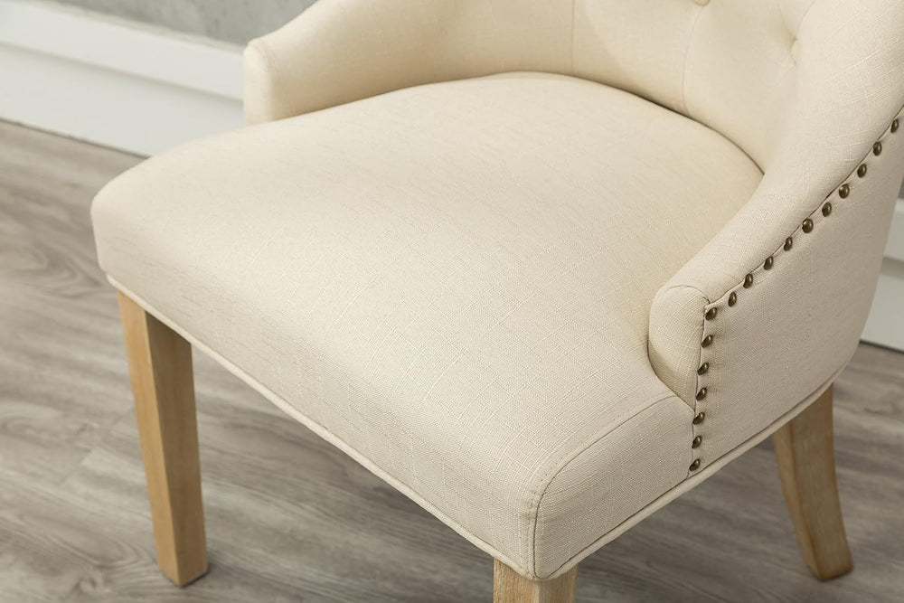 Roundhill Furniture Button Tufted Solid Wood Wingback Hostess Chairs with Nai...