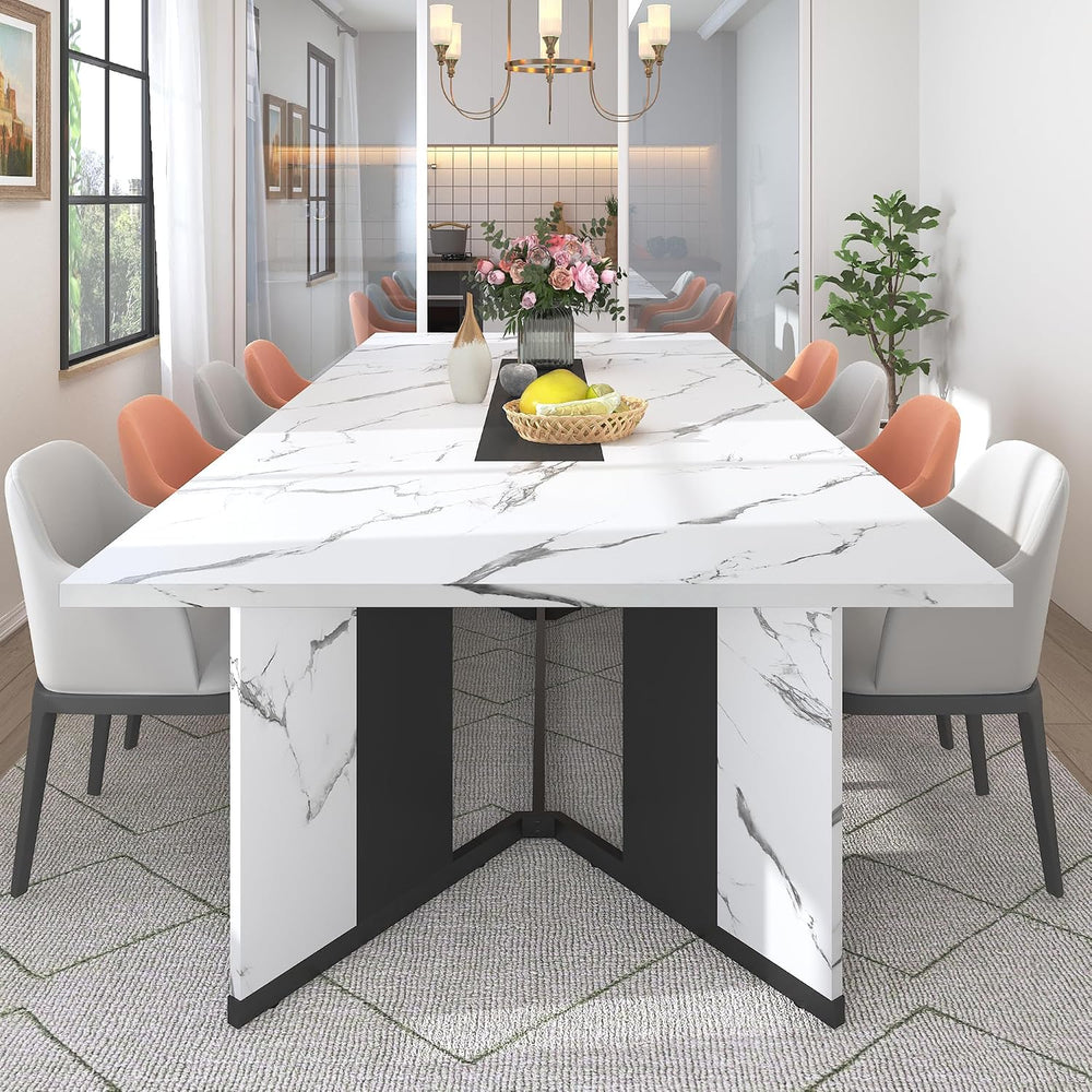 Hlivelood 94Inch Large Dining Table for 8 10 People,Wooden Rectangular Kitche...