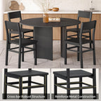 MECHYIN Dining Chairs Set of 4, Rustic Wood Dining Room Chairs with Thickened and Strengthened Metal Steel Frame & Slat Back, Modern Farmhouse Chair for Kitchen, Dining Room (4, Dark Black)